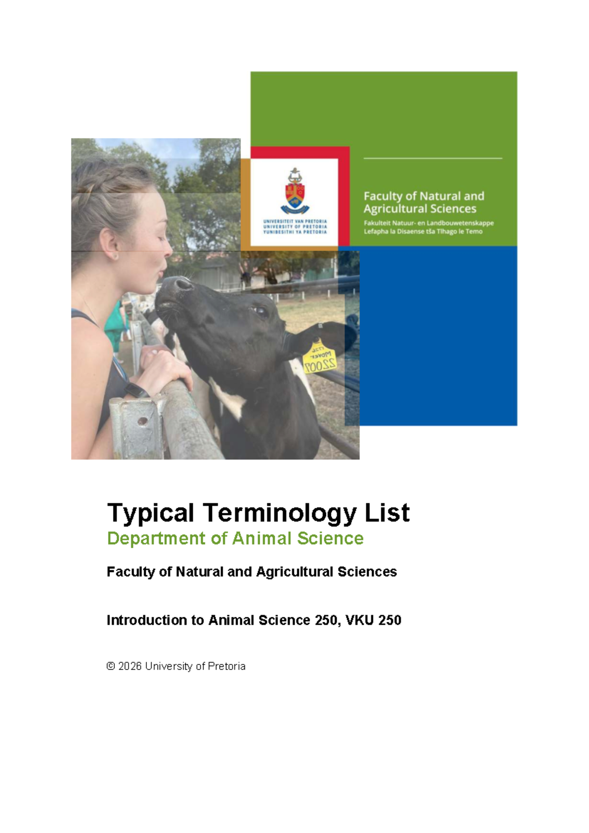 VKU 250 Terminology List for Animal Science 2026 - Studocu