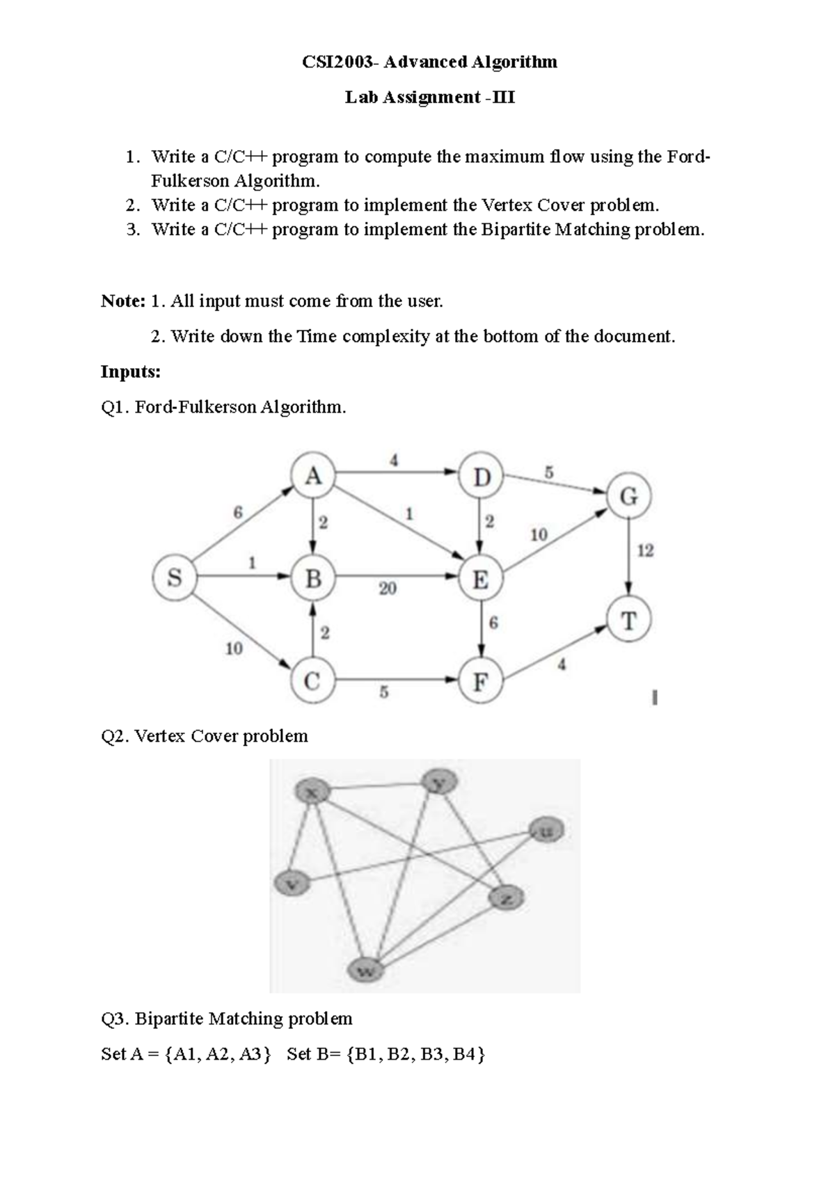 Advanced Algorithms QP 3 - CSI2 003 - Advanced Algorithm Lab Assignment ...