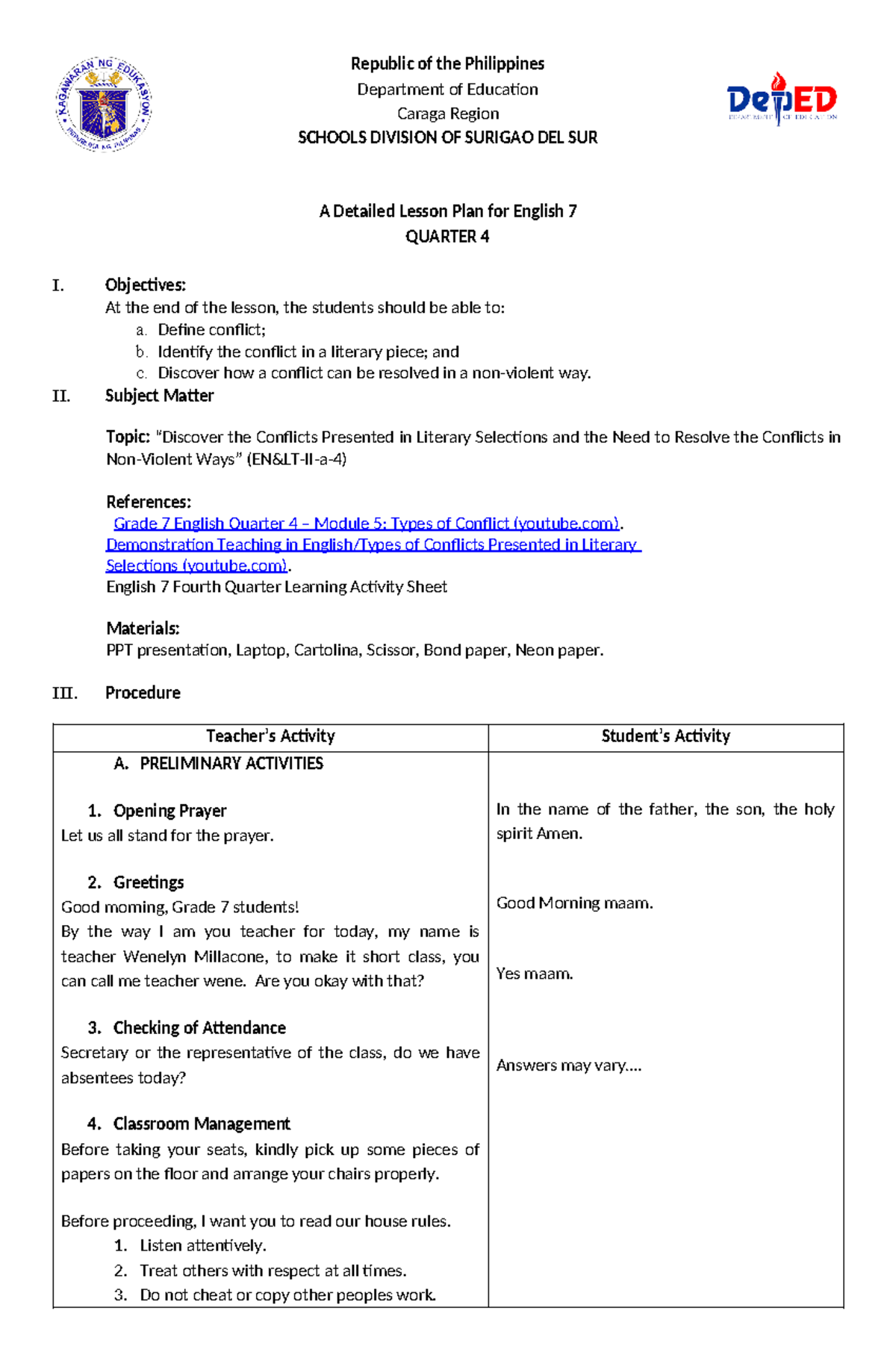 Dep-ed ranking lp - Republic of the Philippines Department of Education ...