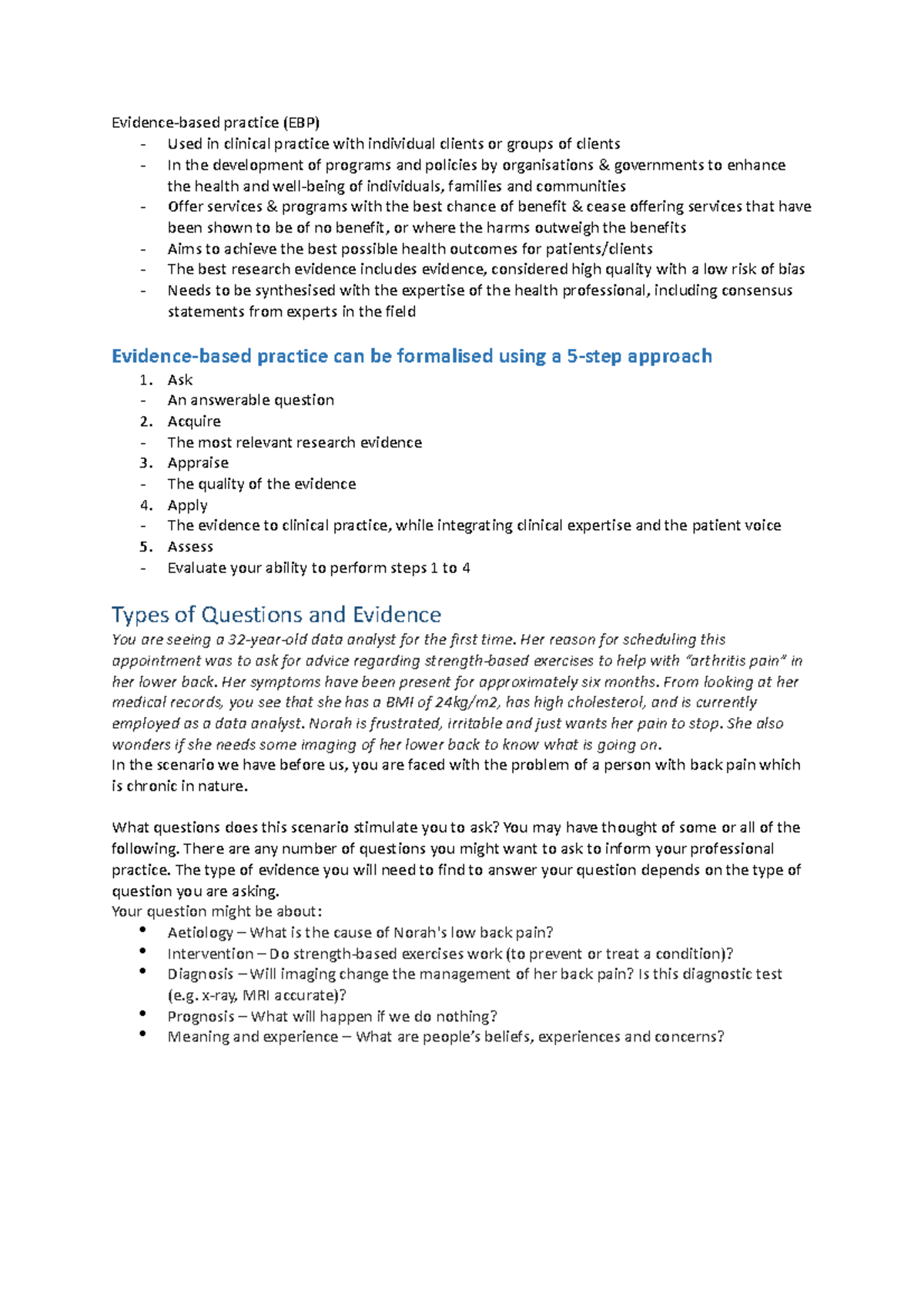 HLT2IEP Week 1 Lecture Notes on Evidence-Based Practice in Health - Studocu