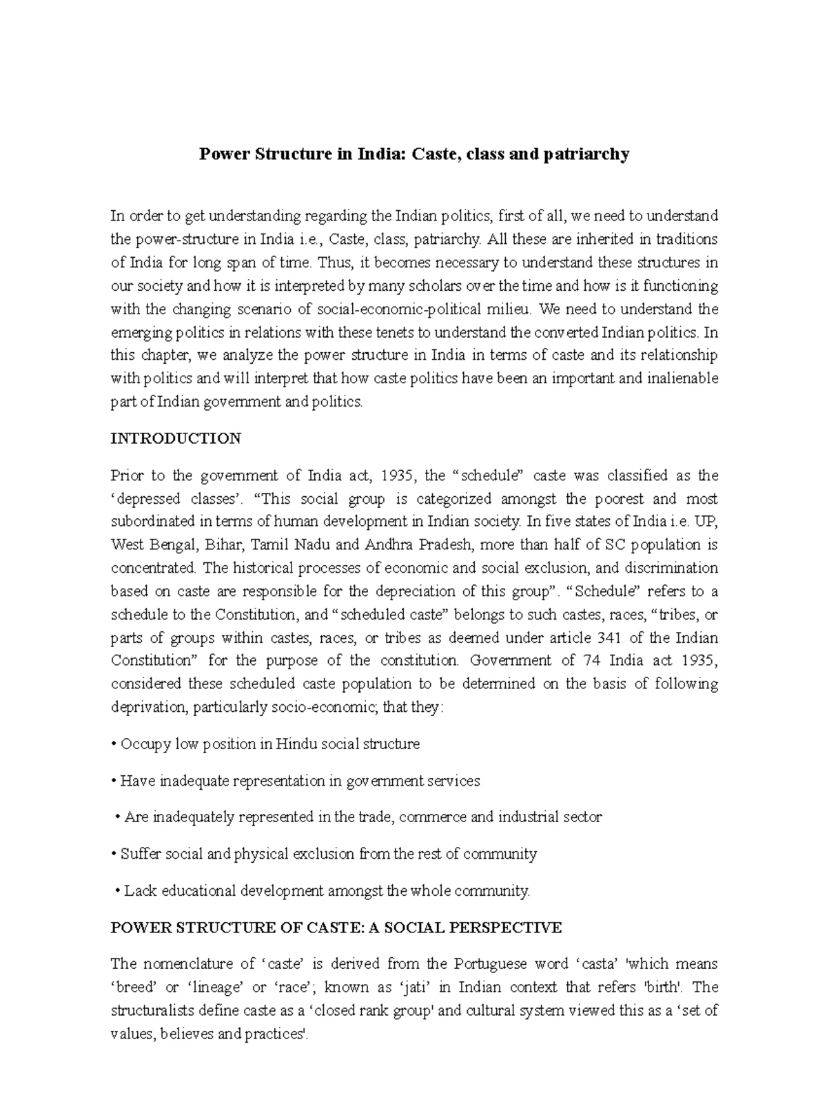 Caste and Class Dynamics in Indian Society: Analyzing Power Structures ...