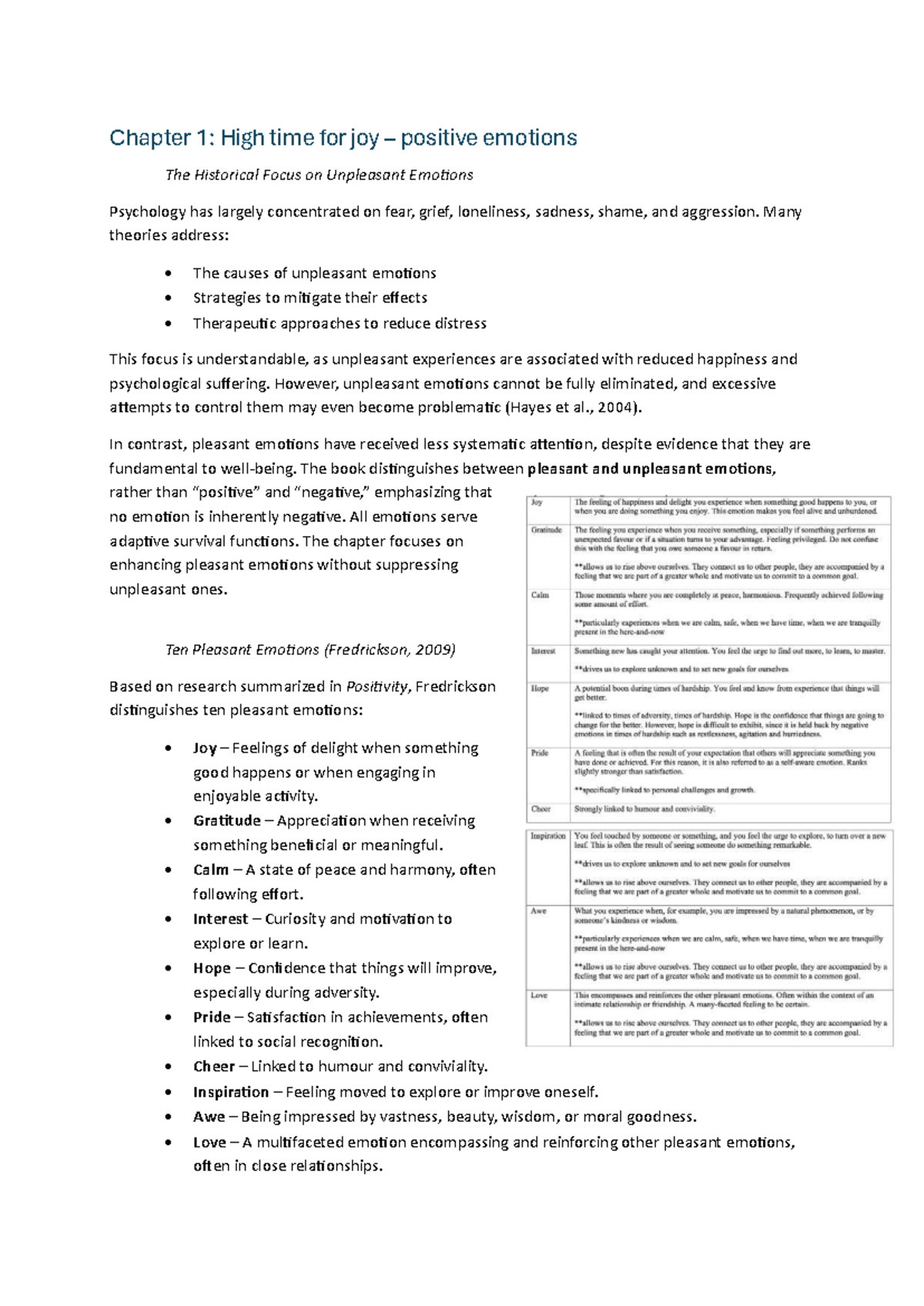 Chapter 1: The Importance of Positive Emotions in Psychology - Studeersnel