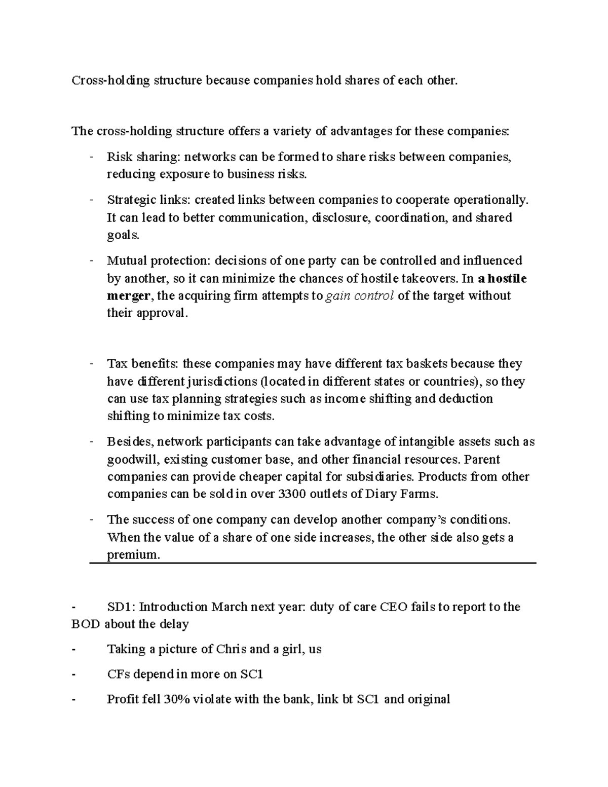 CG MId Case Study: Advantages of Cross-Holding Structures - Studocu