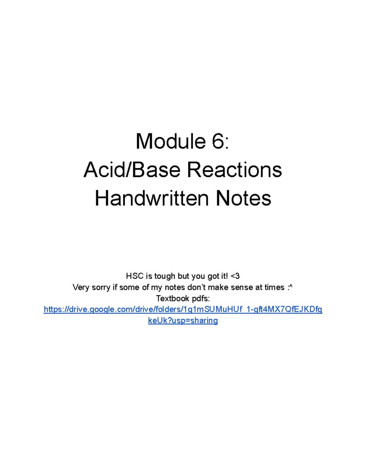 HSC MOD 6 Final Exam Notes: Acid/Base Reactions & Buffers - Studocu