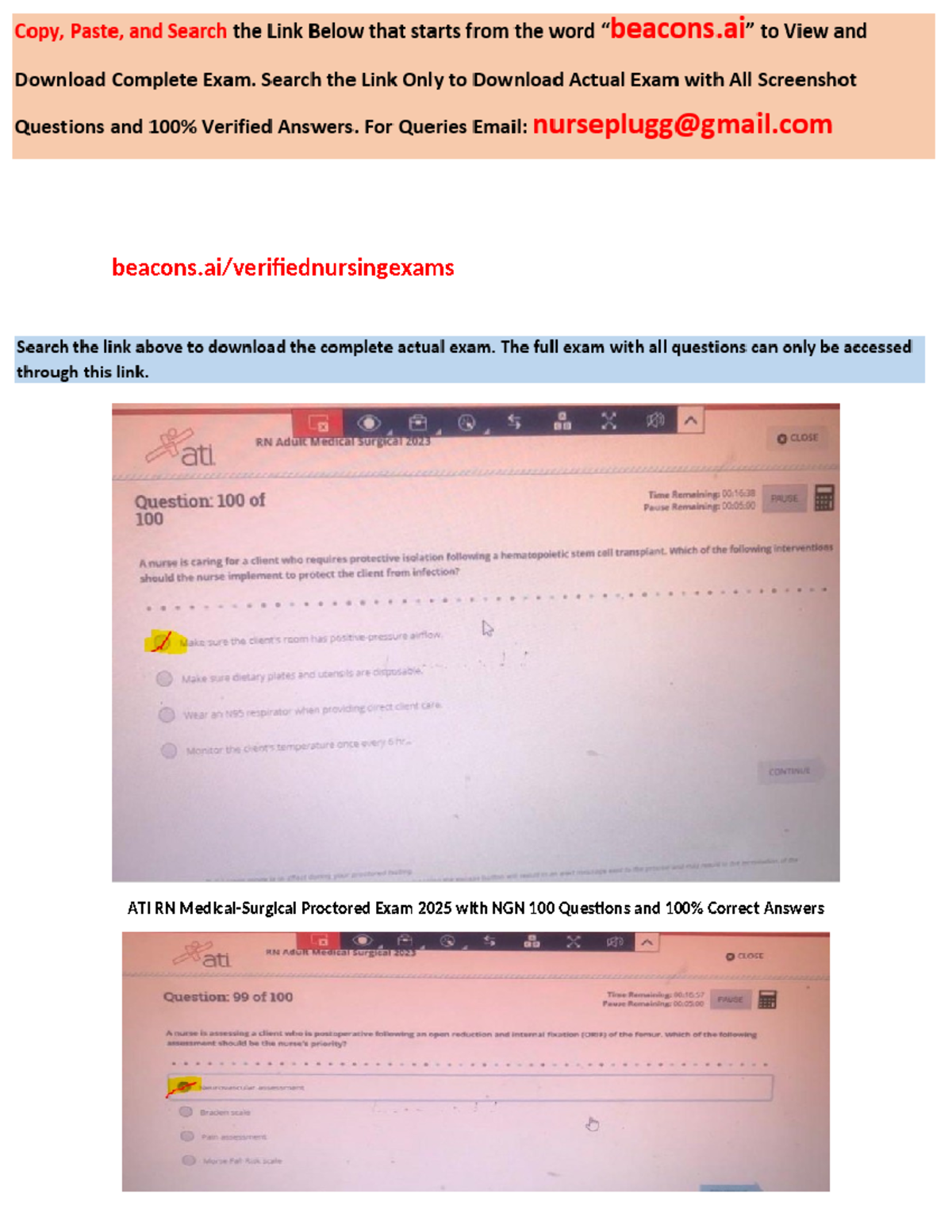 ATI RN Proctored Exam 2023: NGN 100 Questions & Answers Guide - Studocu