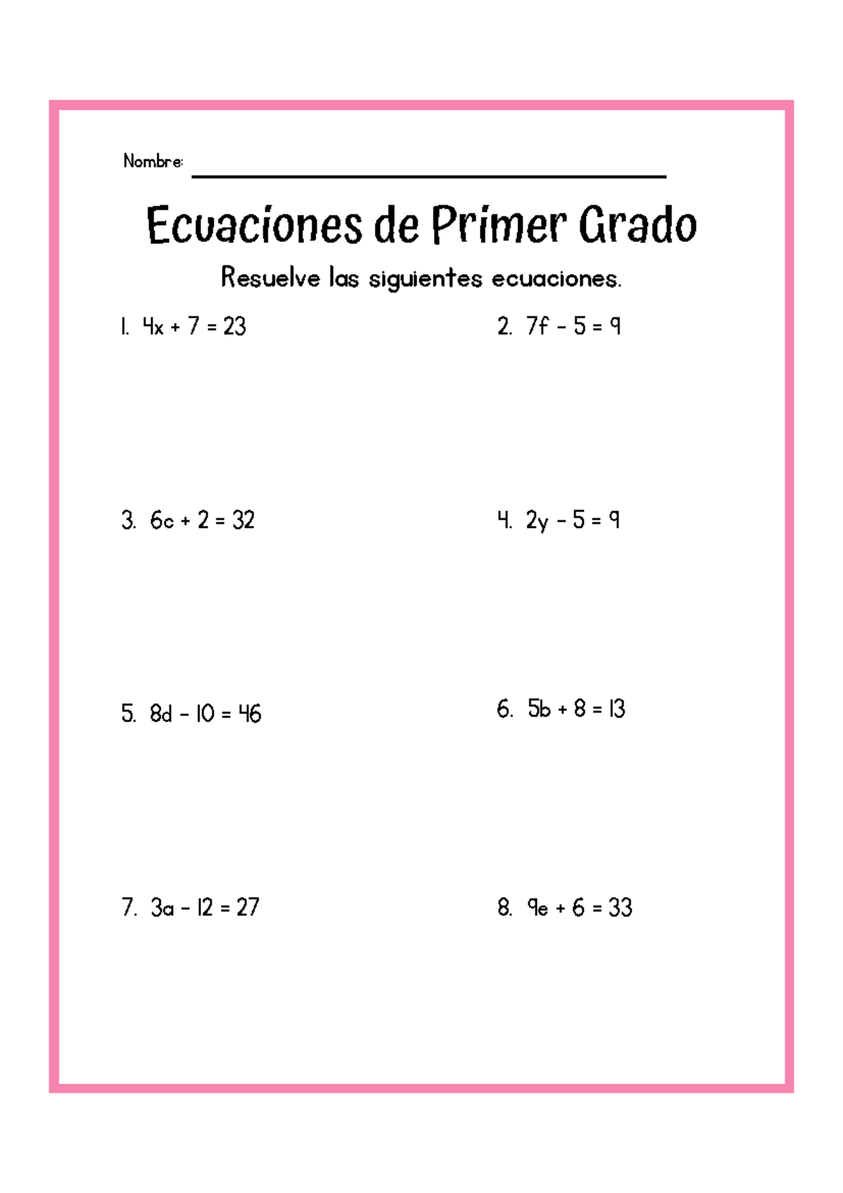 Ecuaciones de Primer Grado WS: Ejercicios y Soluciones - Studocu, image size:1200x1698