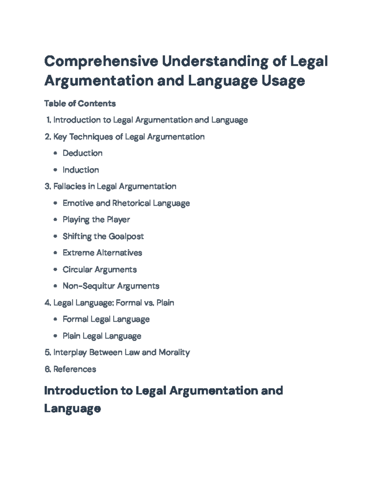 Legal Argumentation Techniques and Language Usage Overview ...