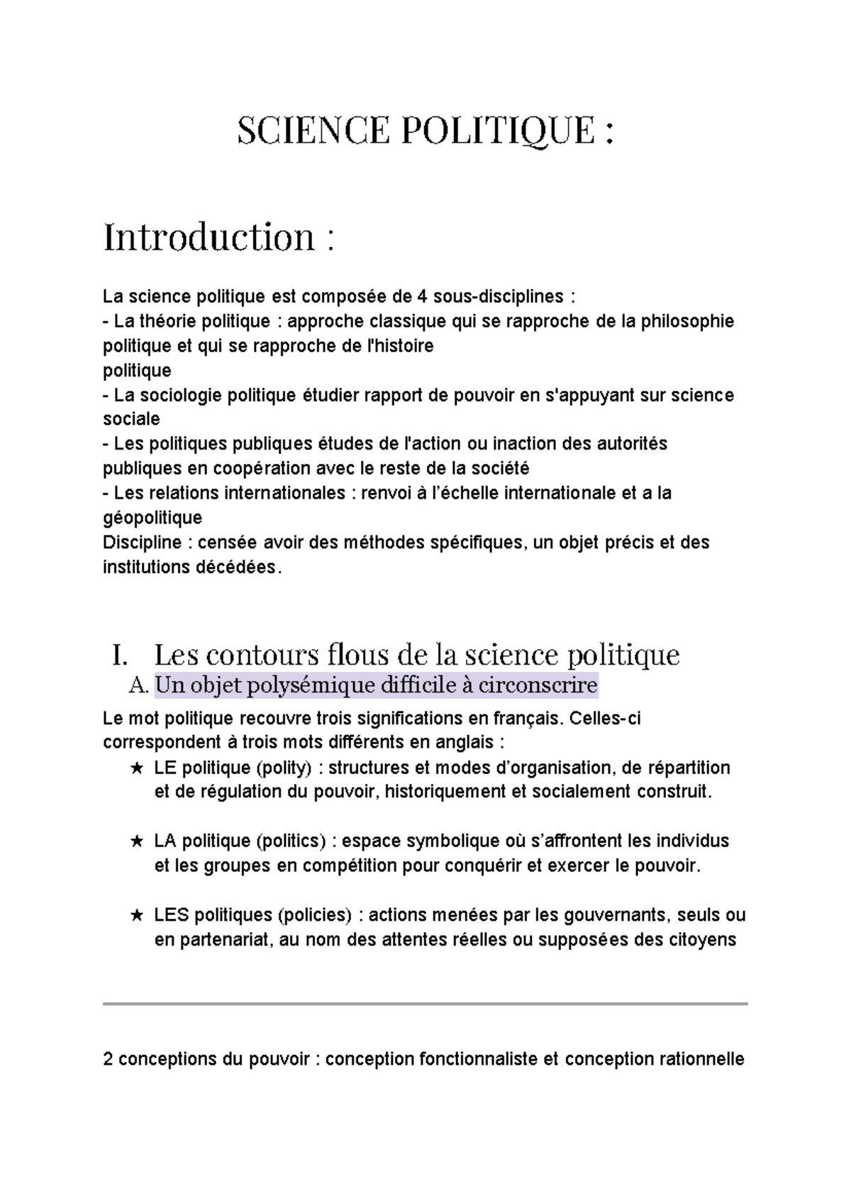 SCIENCE POLITIQUE : Introduction aux Concepts Fondamentaux et ...