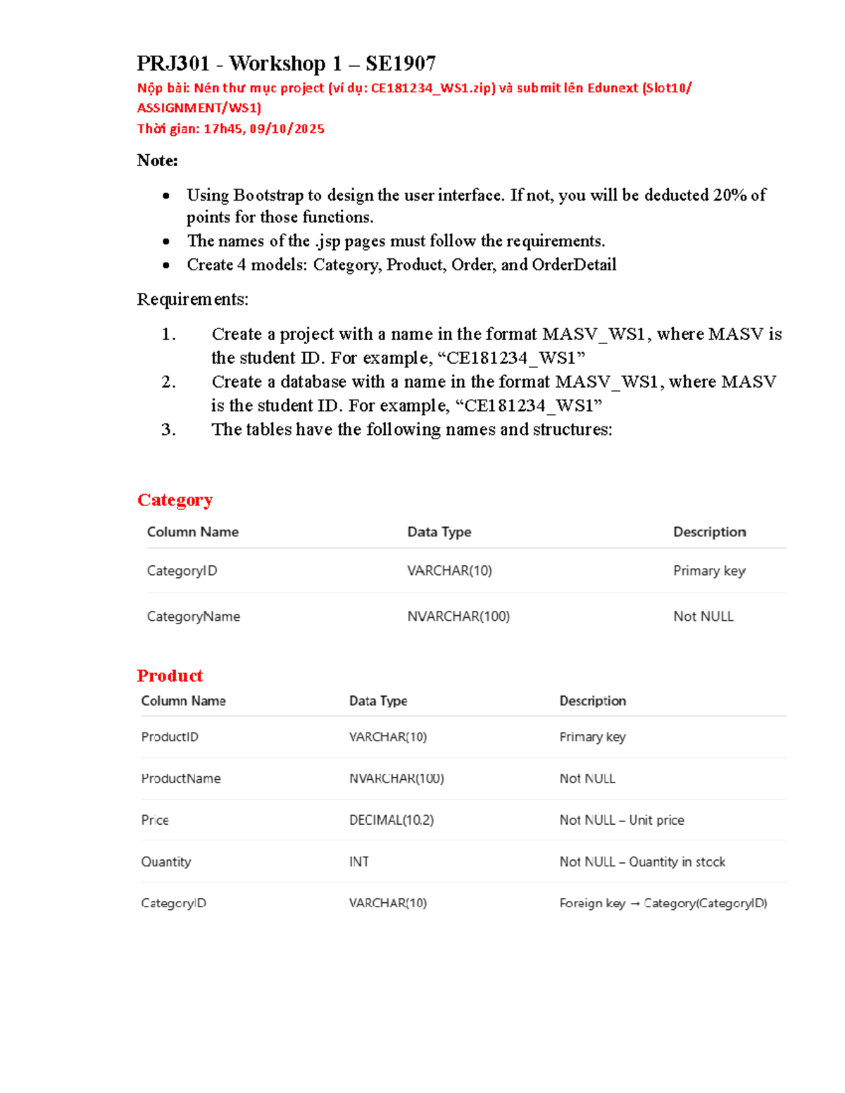PRJ301 Workshop 1 SE1907: Project Submission Guidelines - Studocu
