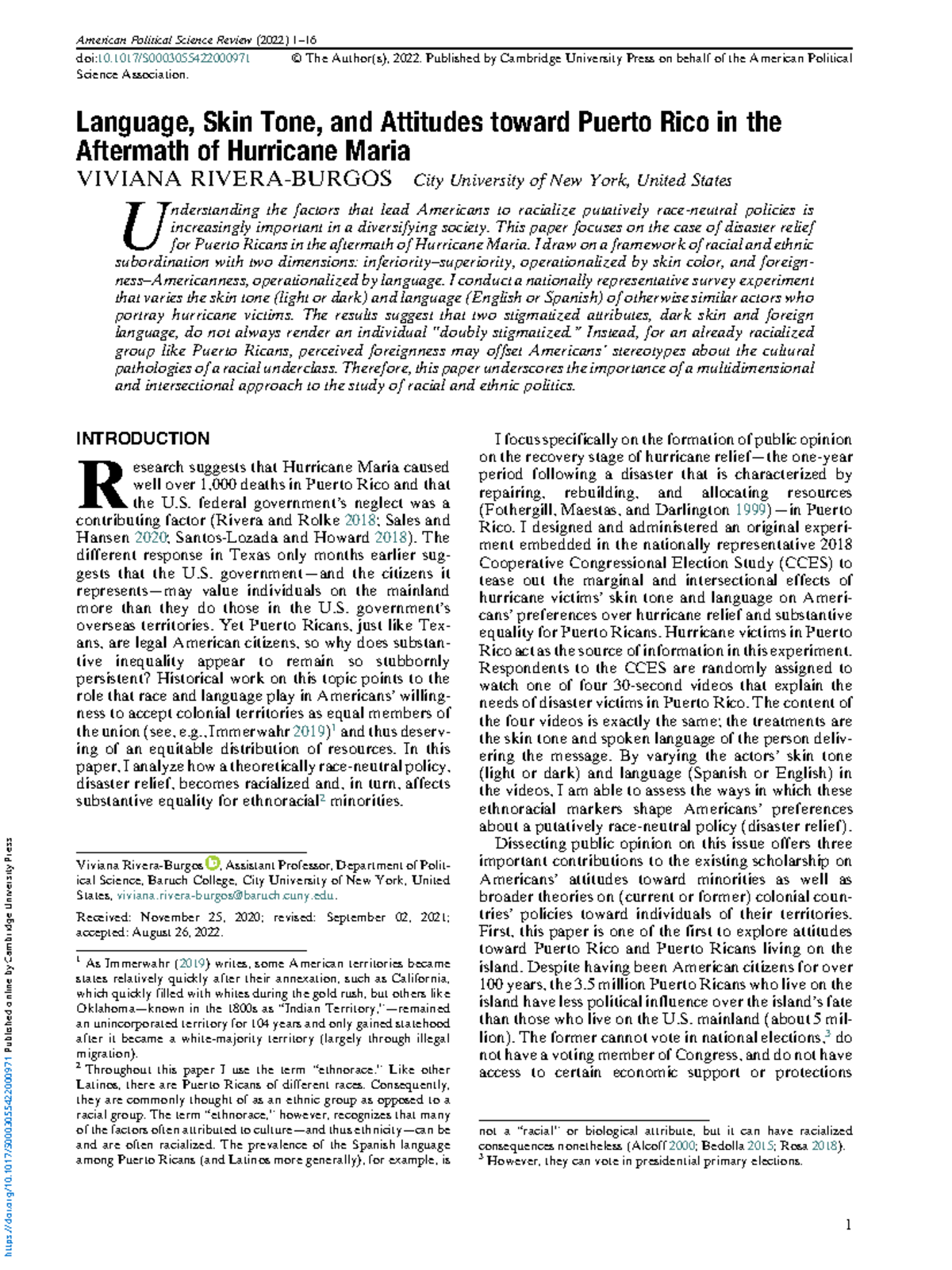 Language and Skin Tone Effects on Puerto Rican Attitudes Post-Hurricane ...