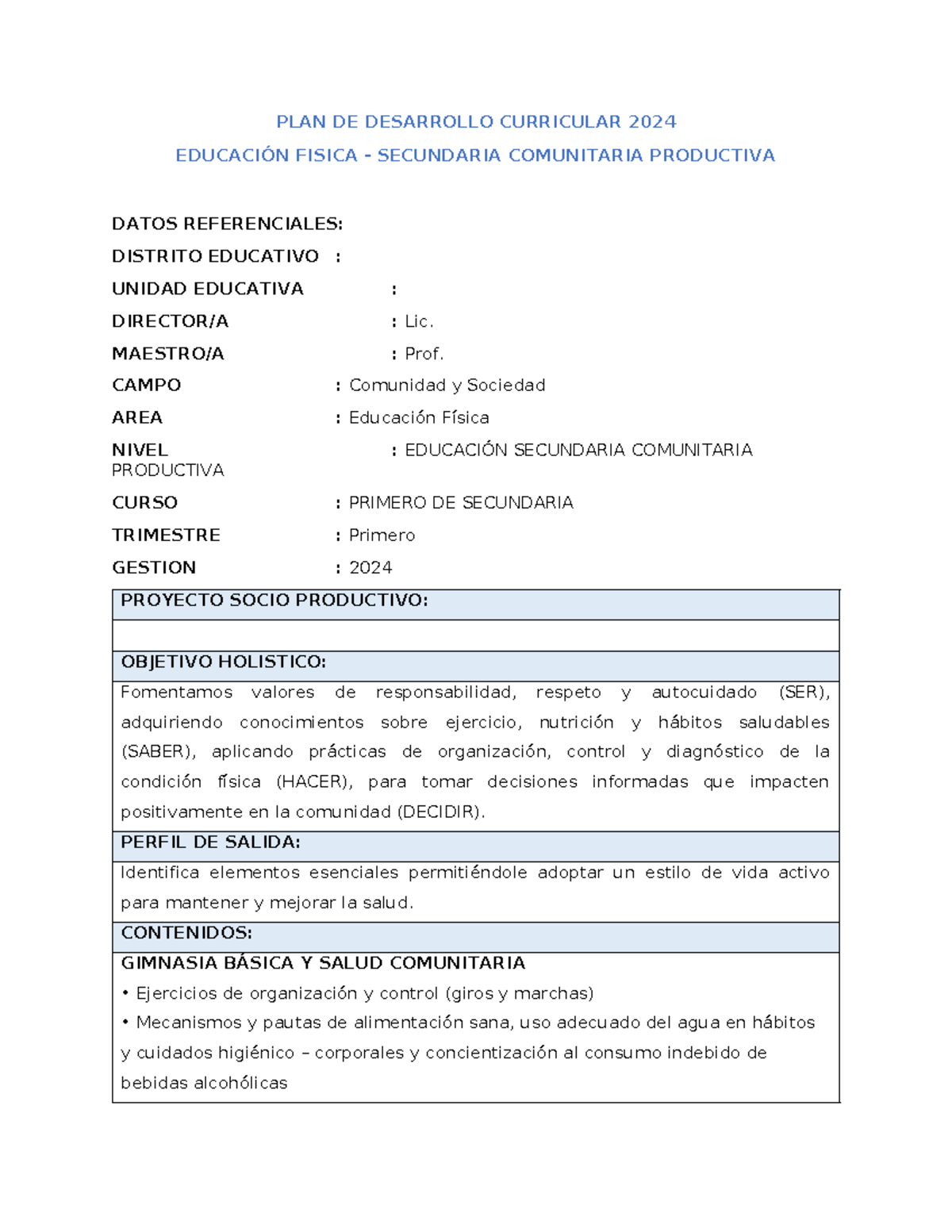 PDC 1ro SEC 1T ED Fís Socio Productiva 2024 - Educación Física - Studocu