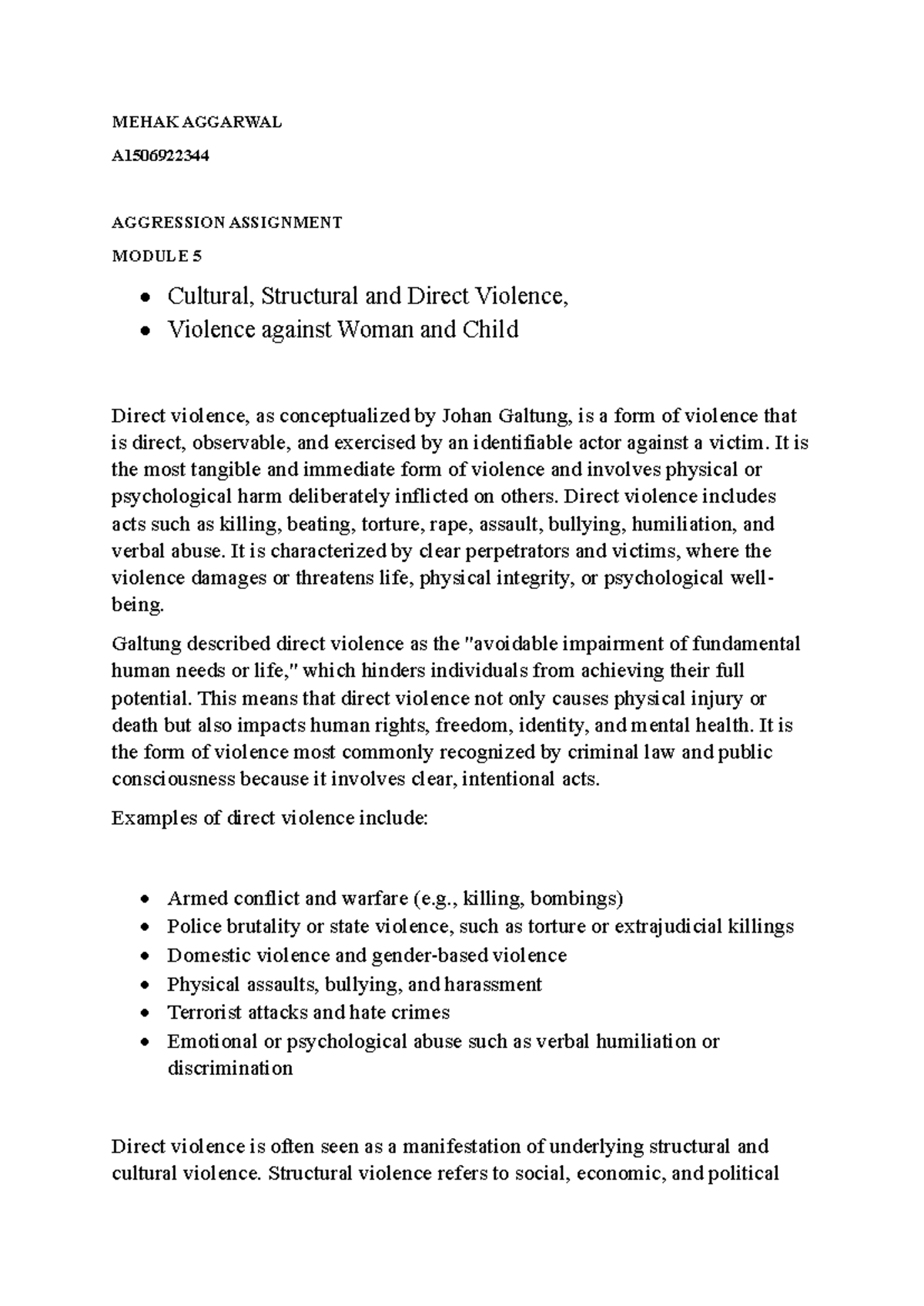 Aggression Assignment (MEHAK AGGARWAL A1506922344) - Module 5 Analysis ...