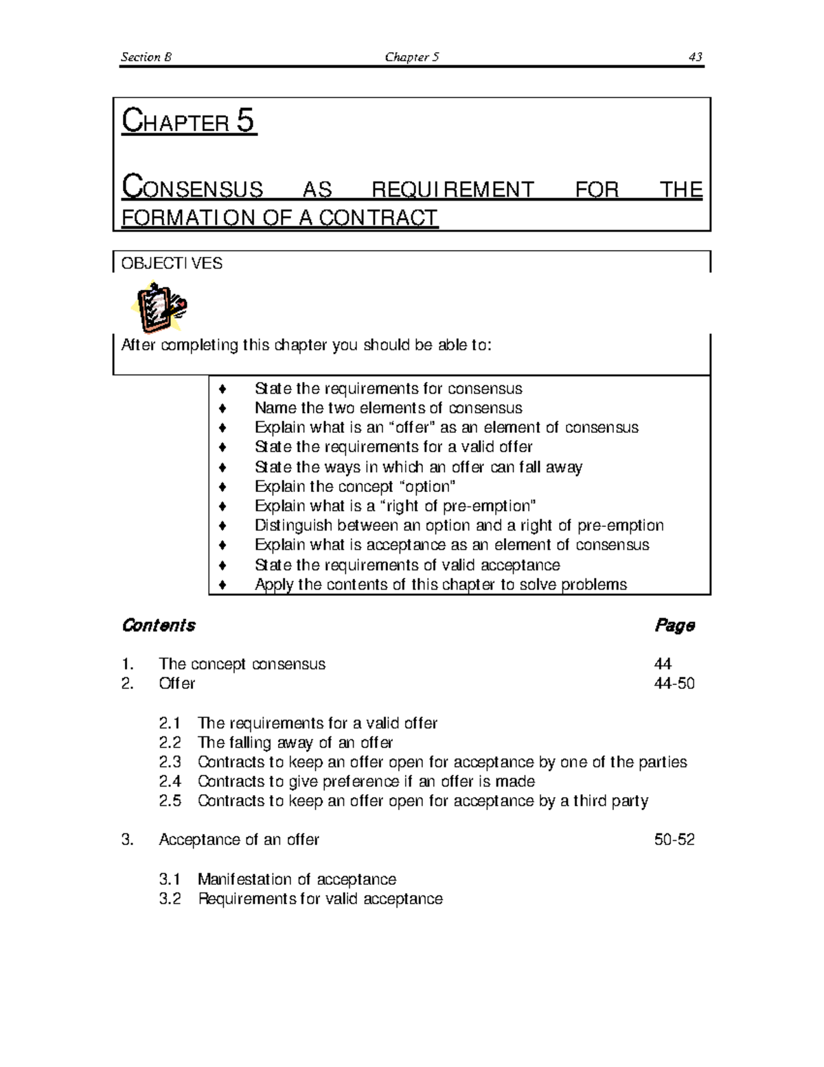 Chapter 5: Class Notes on Contract Formation and Consensus Requirements ...