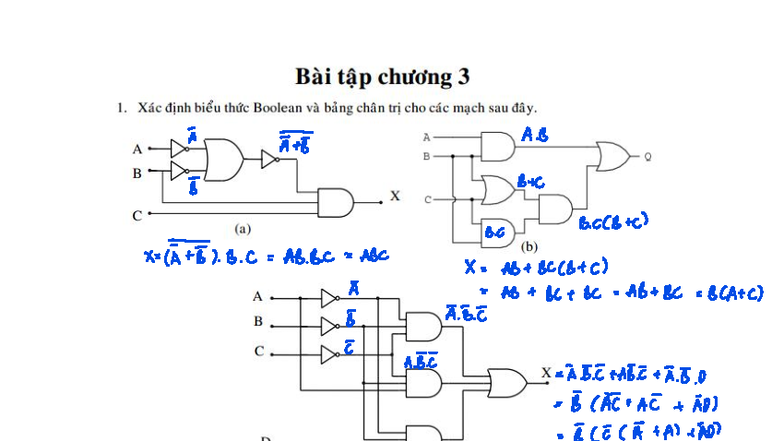 Bài Tập Chương 3: Biểu Thức Boolean và Mạch Logic - Studocu