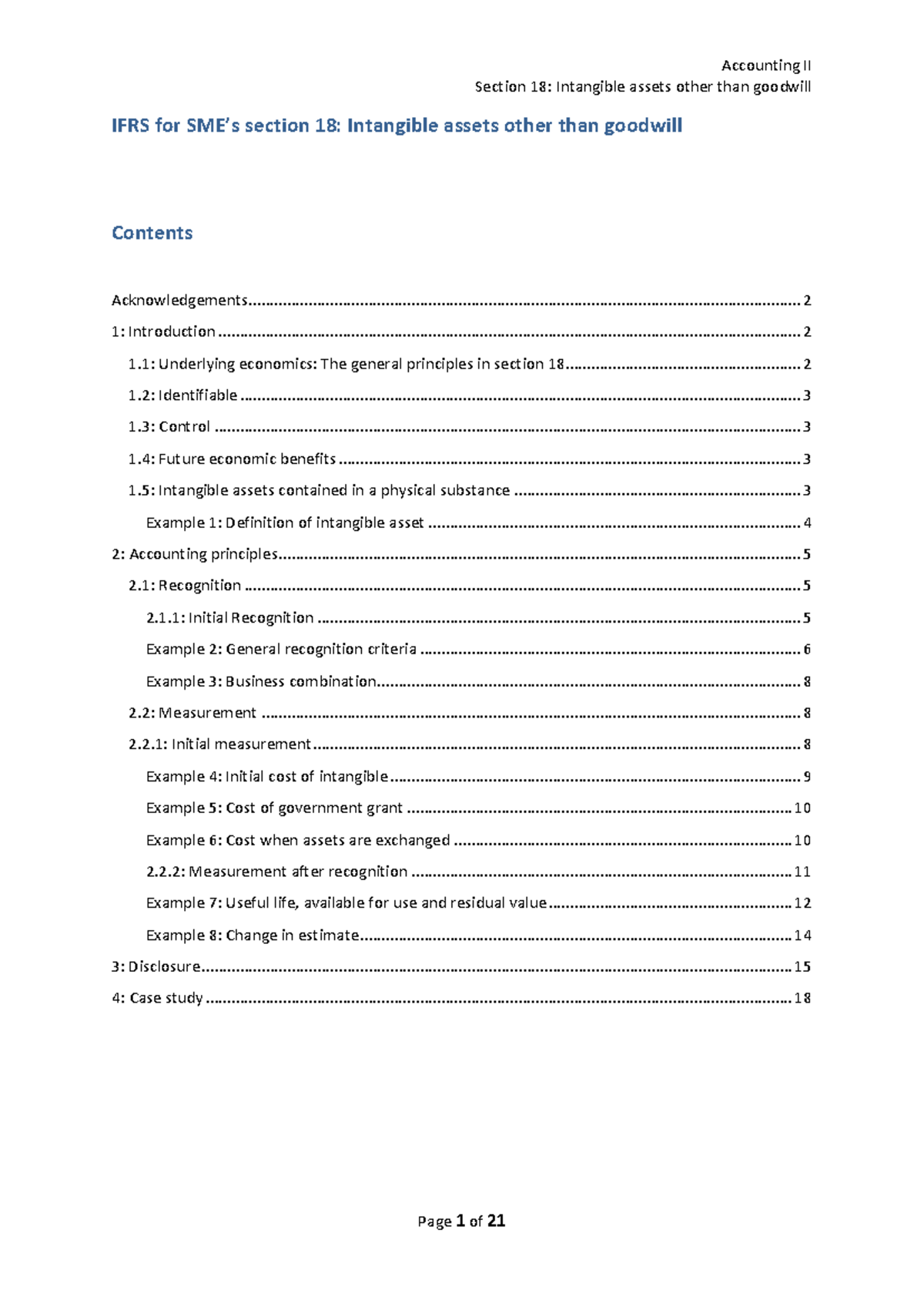 Accounting II: Intangible Assets (IFRS for SMEs) - Section 18 - Studocu