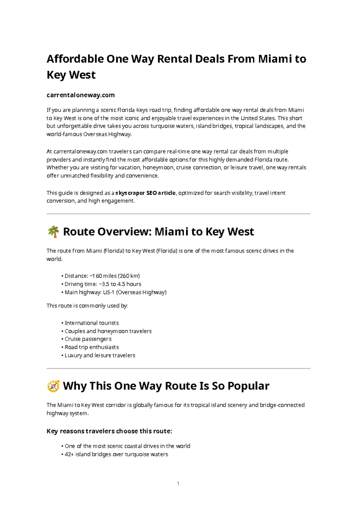 Affordable One Way Car Rentals: Miami to Key West Guide - Studocu