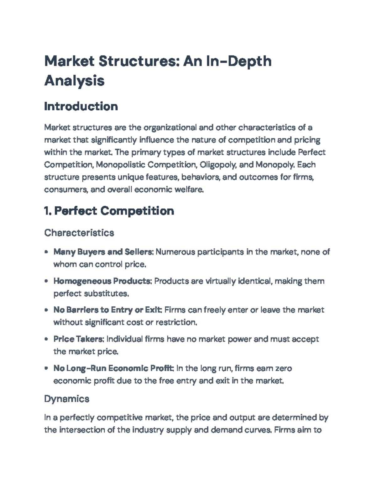 Market Structures: Analyzing Competition Dynamics and Pricing ...