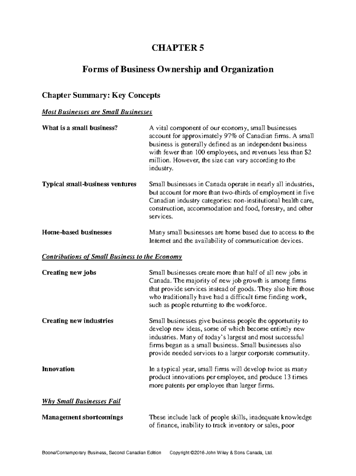 Bus 1038 Chapter 5 Study Guide - CHAPTER 5 Forms of Business Ownership ...