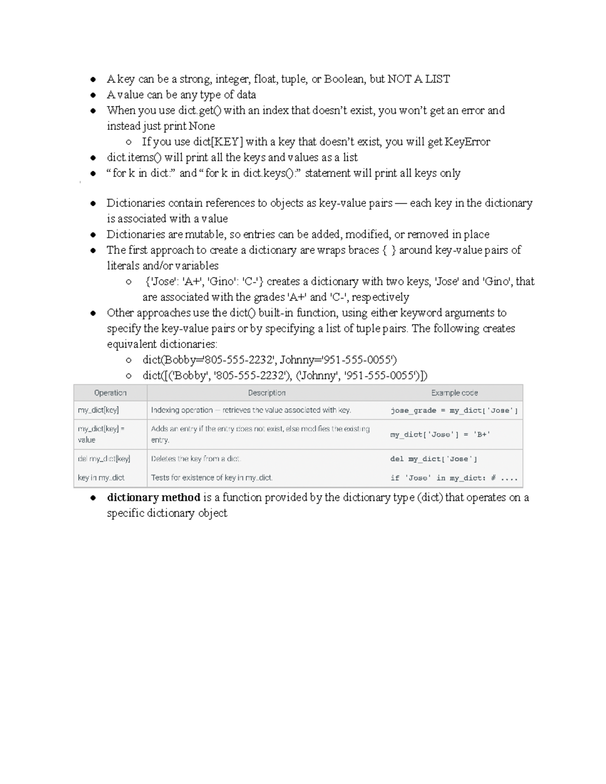 Week 8 Lecture Notes - Understanding Python Dictionaries - Studocu