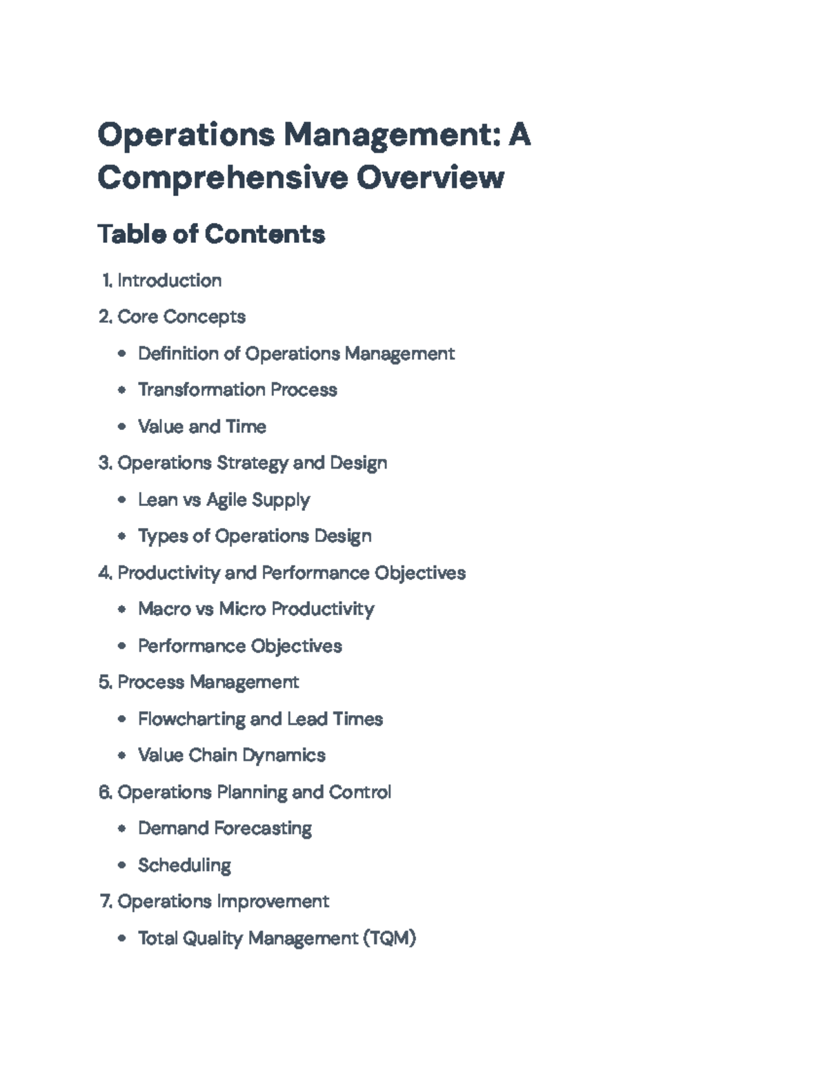Operations Management: A Comprehensive Overview and Strategies ...