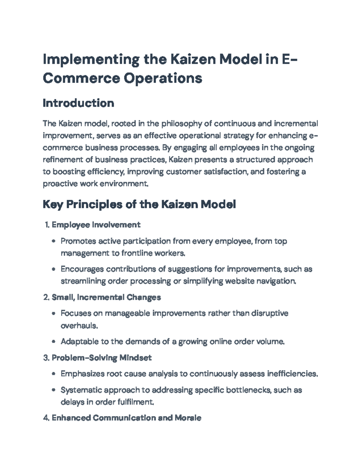Implementing the Kaizen Model for E-Commerce Operations Optimization ...