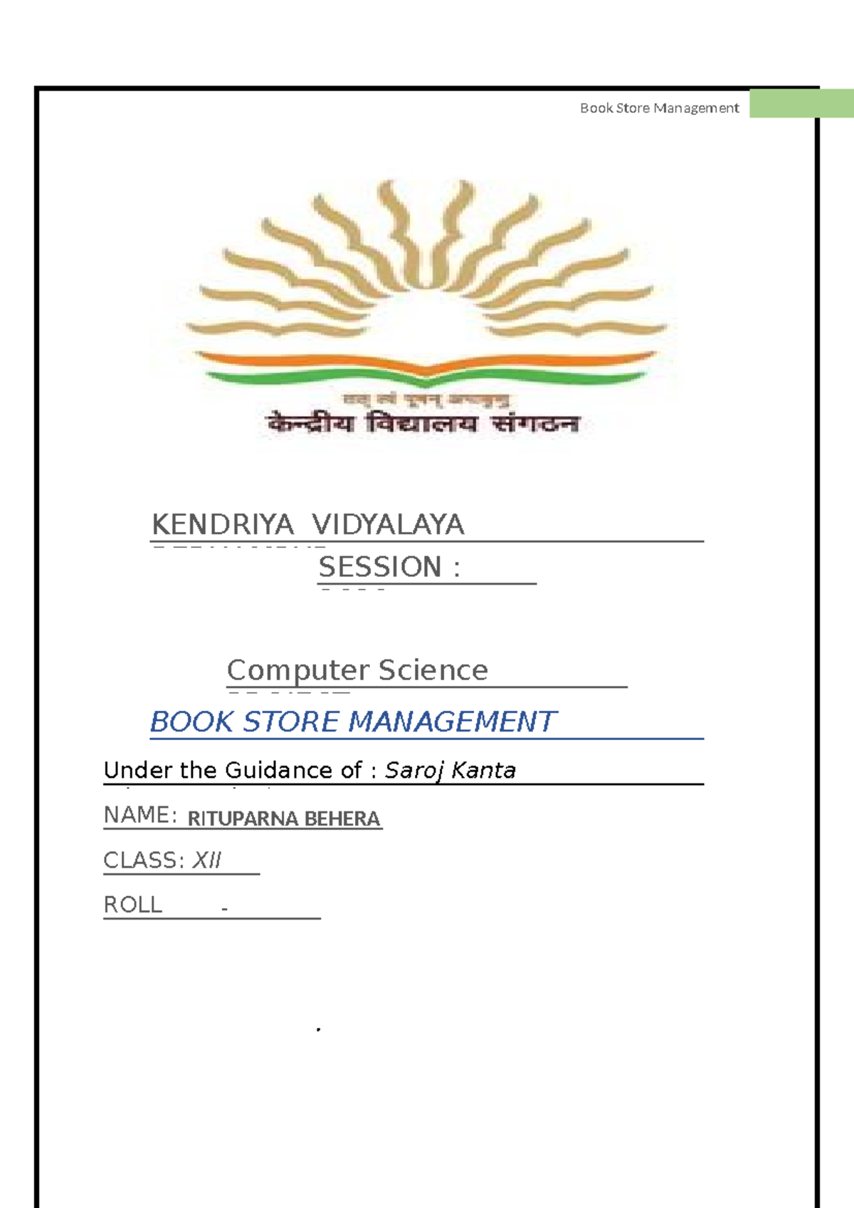 Book Store Management System Project - Class XII (CS) - Studocu
