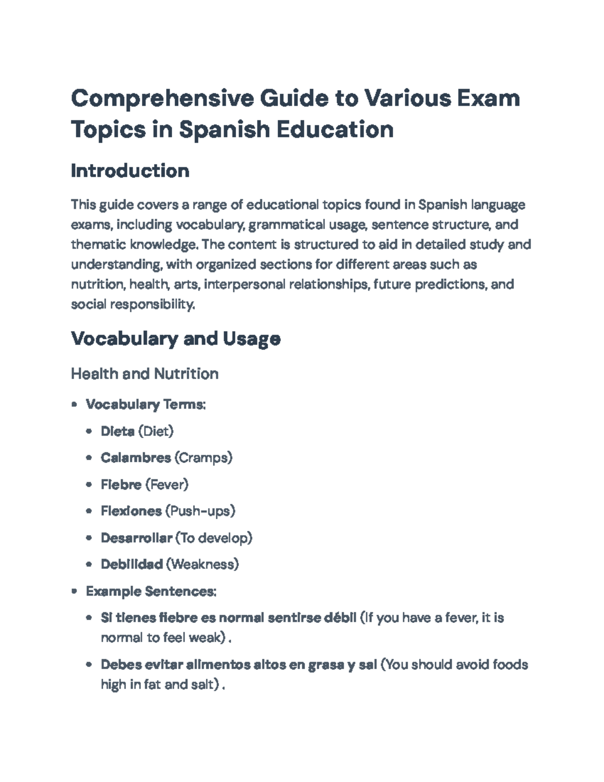 Comprehensive Study Guide for Spanish Language Exams - Comprehensive ...
