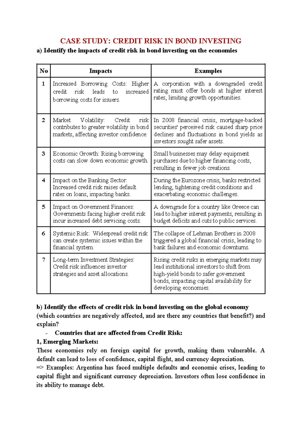Group 2 - Case 2 - CASE STUDY: CREDIT RISK IN BOND INVESTING a ...