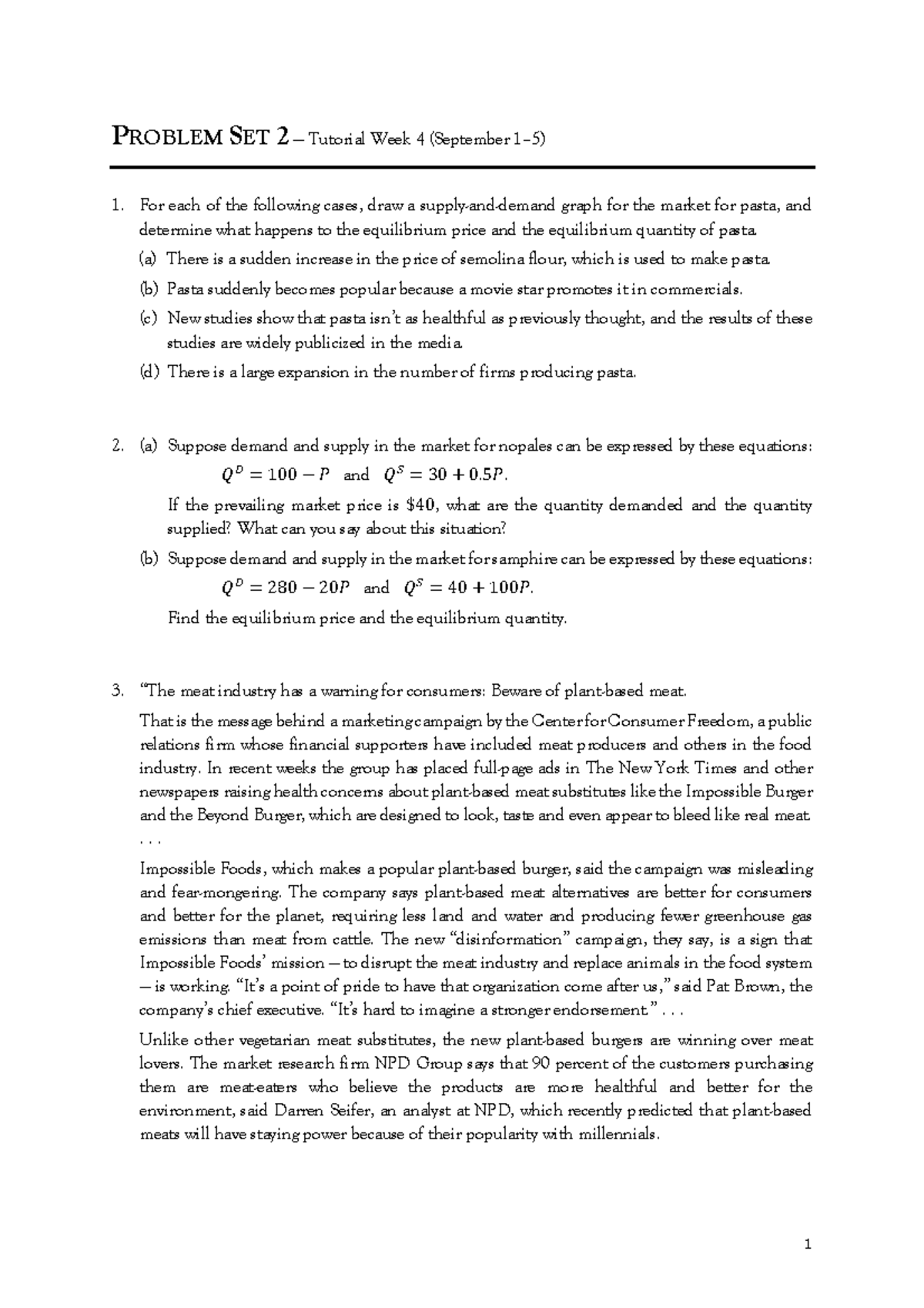Problem Set 2 - Microeconomics Tutorial Questions (EC1101E) - Studocu