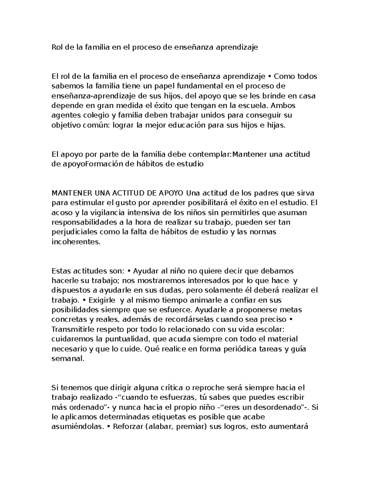 El Rol Familiar en el Proceso de Enseñanza-Aprendizaje: Claves y ...