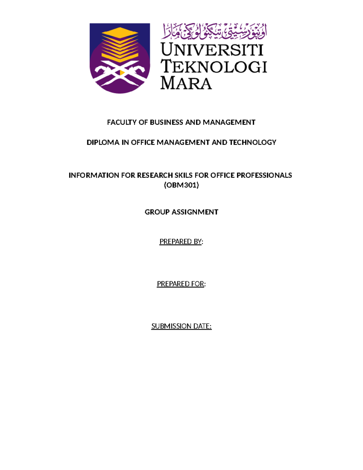 OBM301 Research Review Report - Document Processing - UiTM - Studocu