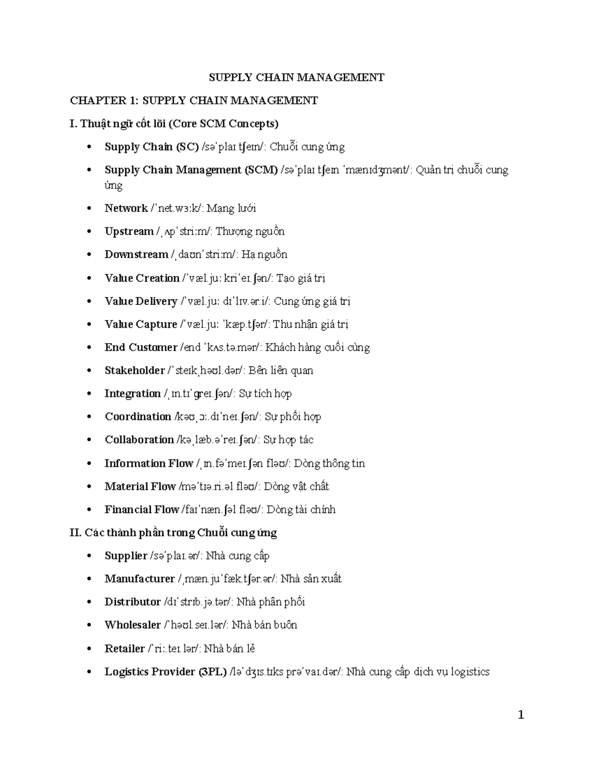 SUPPLY CHAIN MANAGEMENT CHAPTER 1: CORE CONCEPTS AND TERMINOLOGY - Studocu