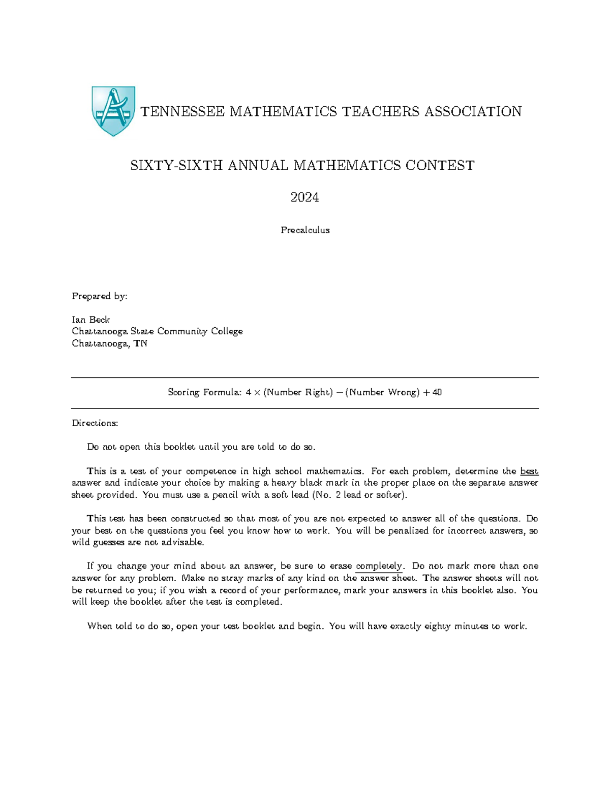 Precalculus 2024 final exam questions and scoring guide - Studocu