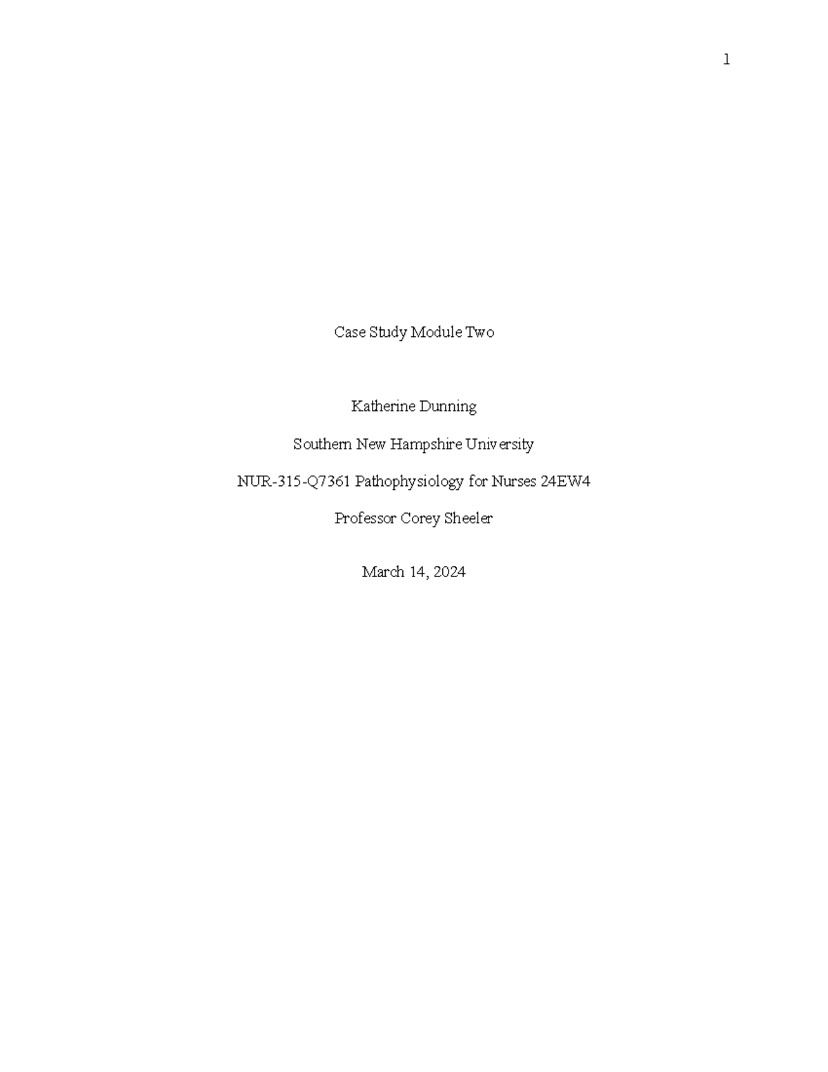 NUR 315 Case Study Module 2: Alzheimer's Disease Overview and Insights ...