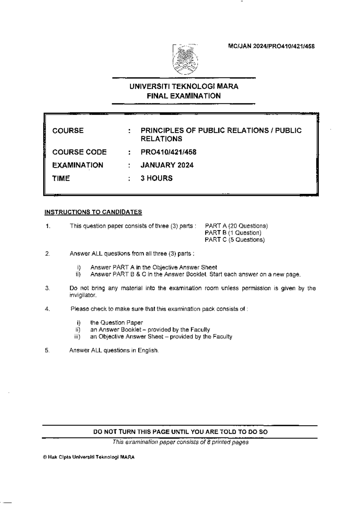 PRO410 2024 Final Exam: Principles of Public Relations Past Year ...