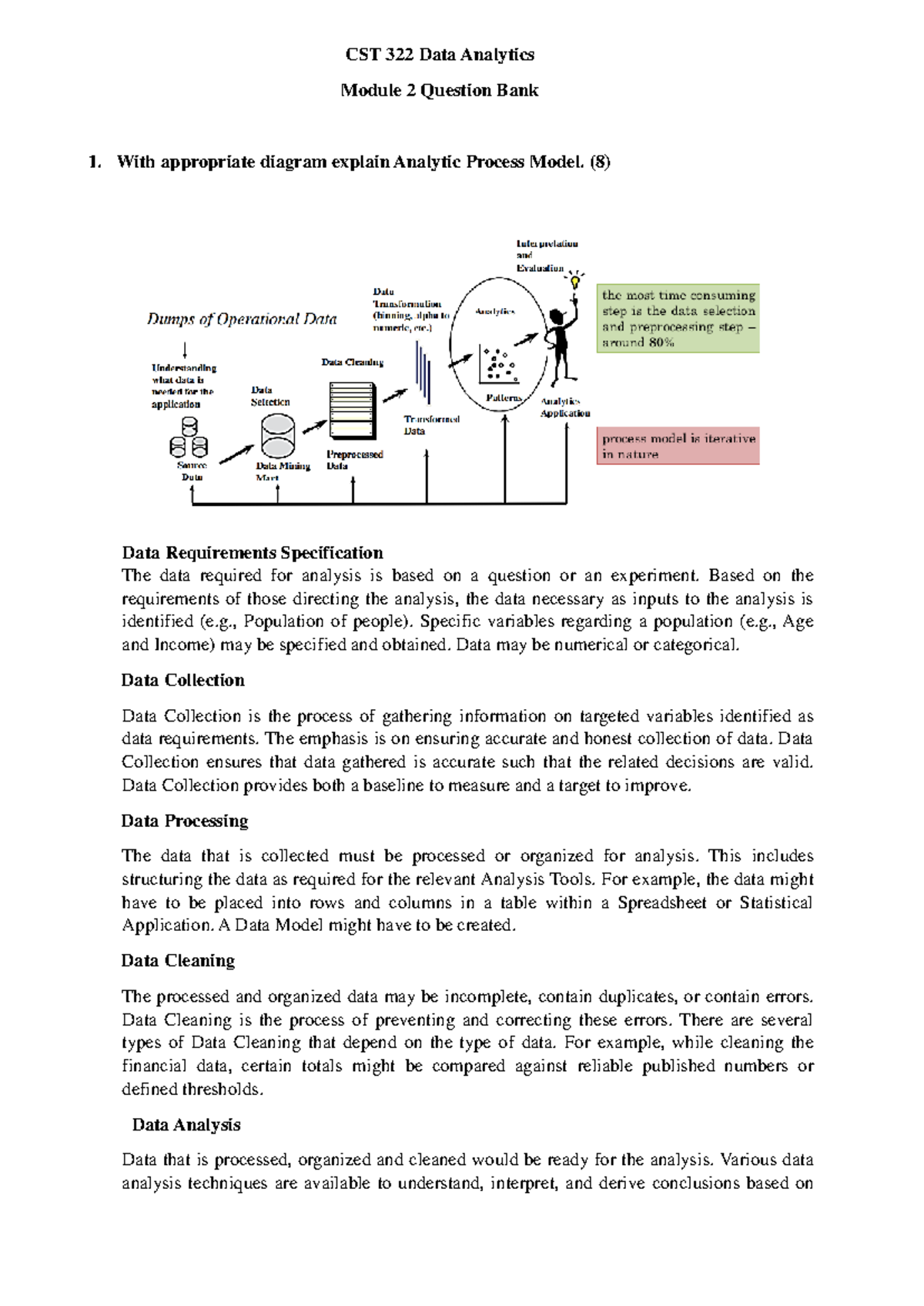 CST 322 Data Analytics Module 2: Analytic Process Model & Data Types ...