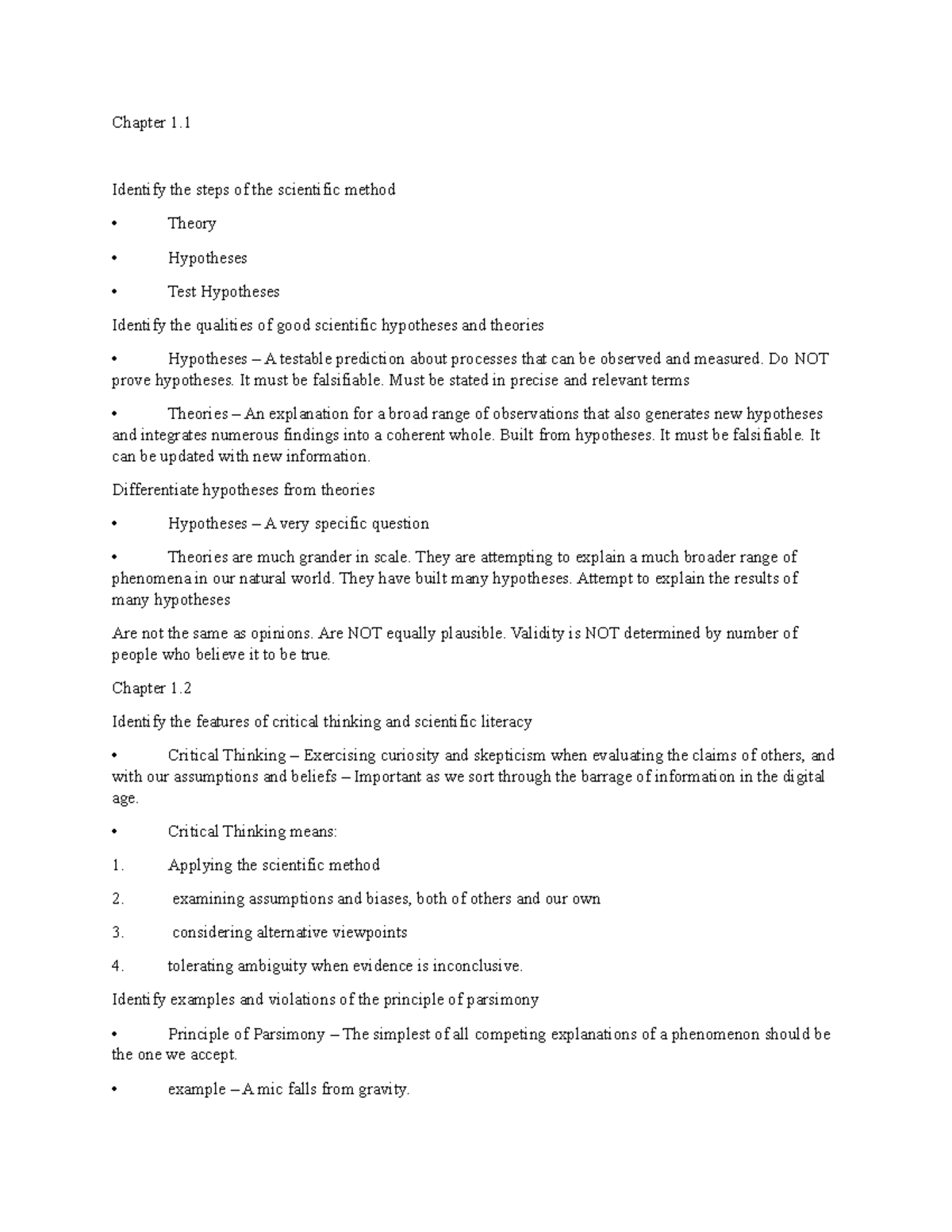 Intro to psych chapter 1 notes - Chapter 1. Identify the steps of the ...