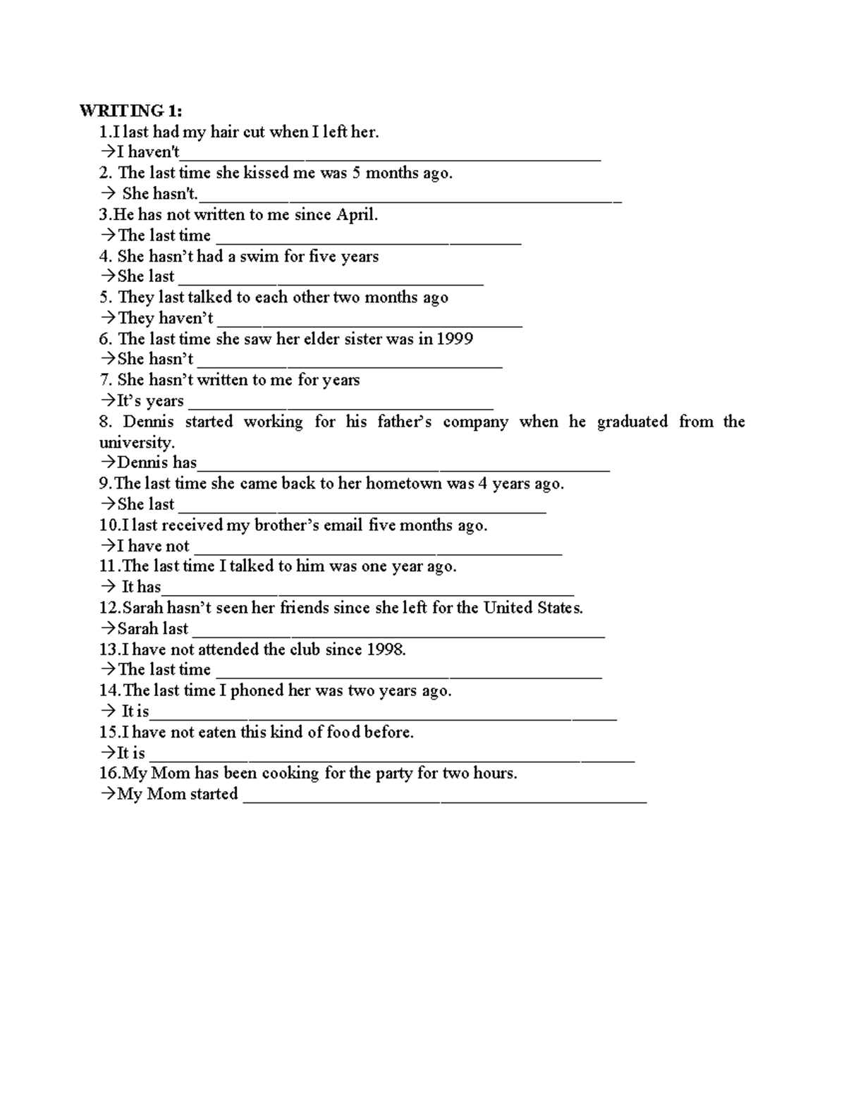 WRITING 1: Last Time Events and Experiences Analysis - Studocu