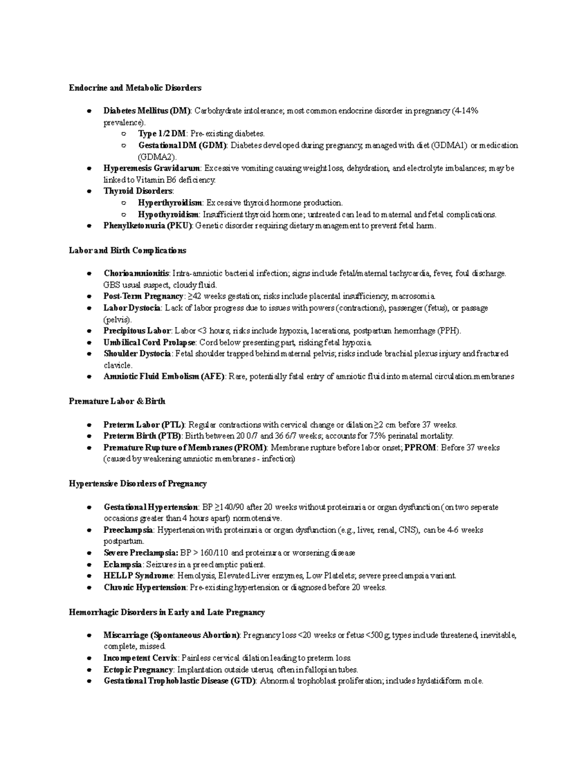 Exam 3 Study Guide - L&D: Endocrine & Metabolic Disorders - Studocu
