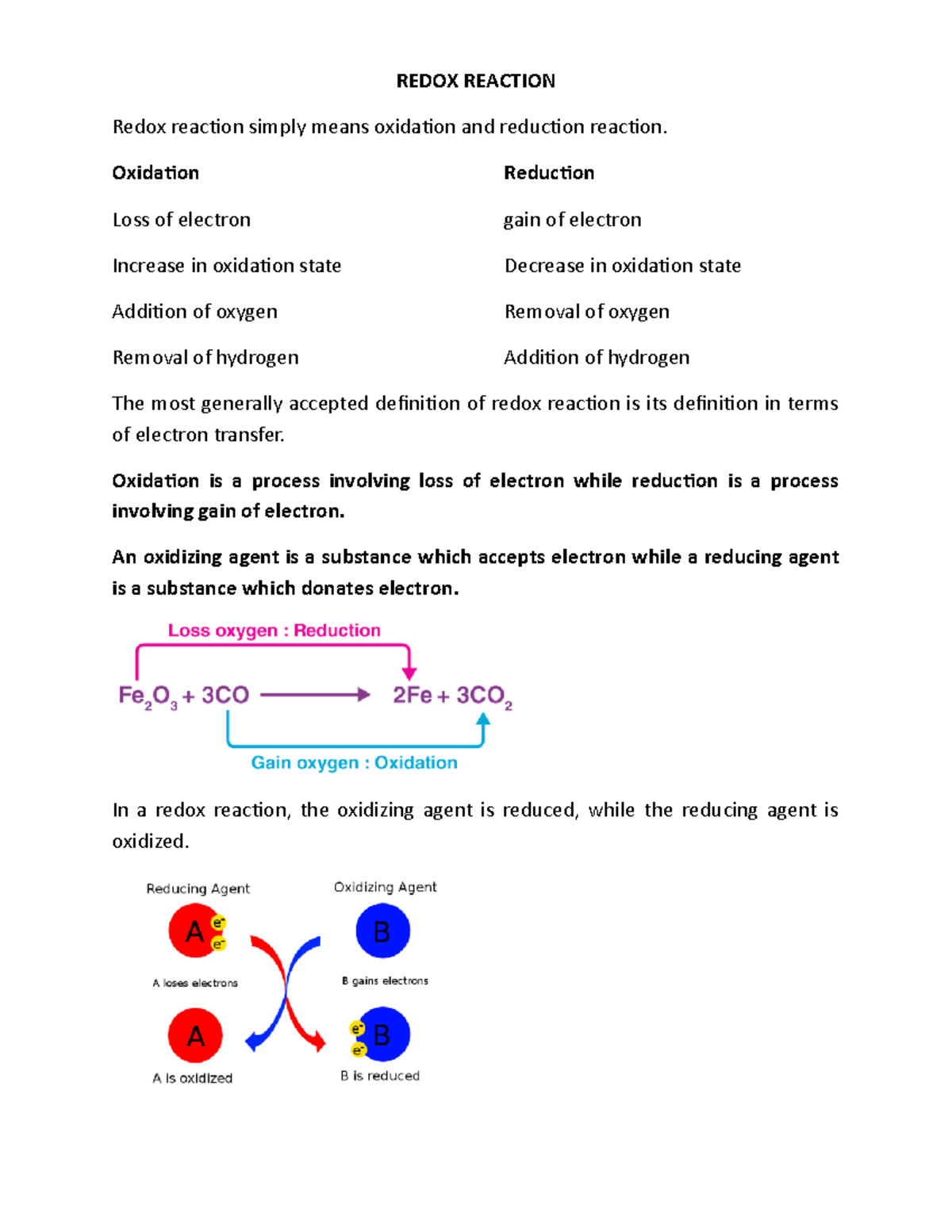Understanding REDOX Reactions: Oxidation & Reduction Principles - Studocu