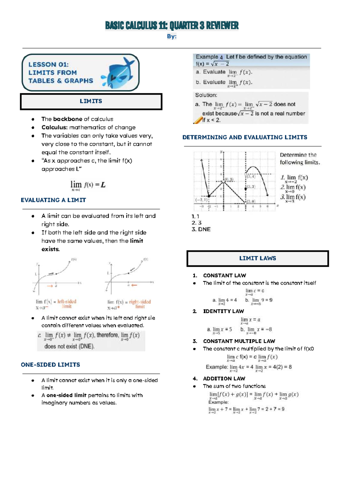Bascal 3RD QTR Reviewer - By: The backbone of calculus Calculus ...