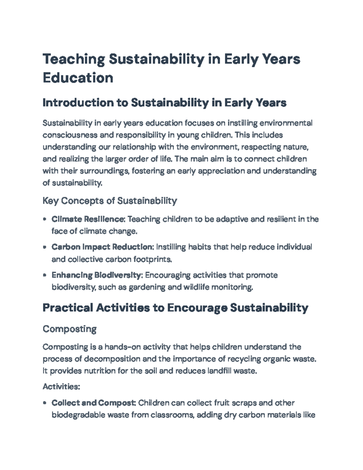 Teaching Sustainability in Early Years Education: Concepts & Activities ...