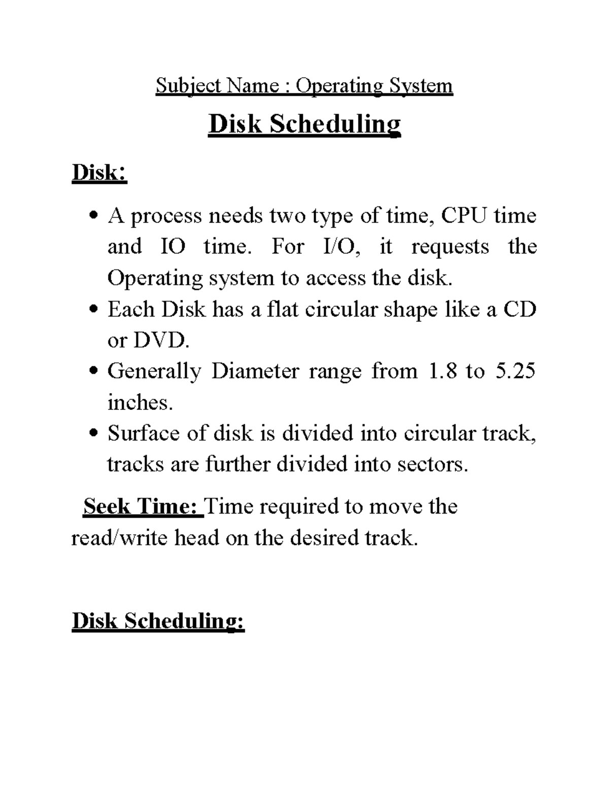 Module 5: Disk Scheduling in Operating Systems Explored - Studocu