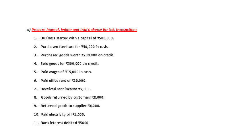 FA Base Mock - Journal, Ledger & Trial Balance Preparation - Studocu