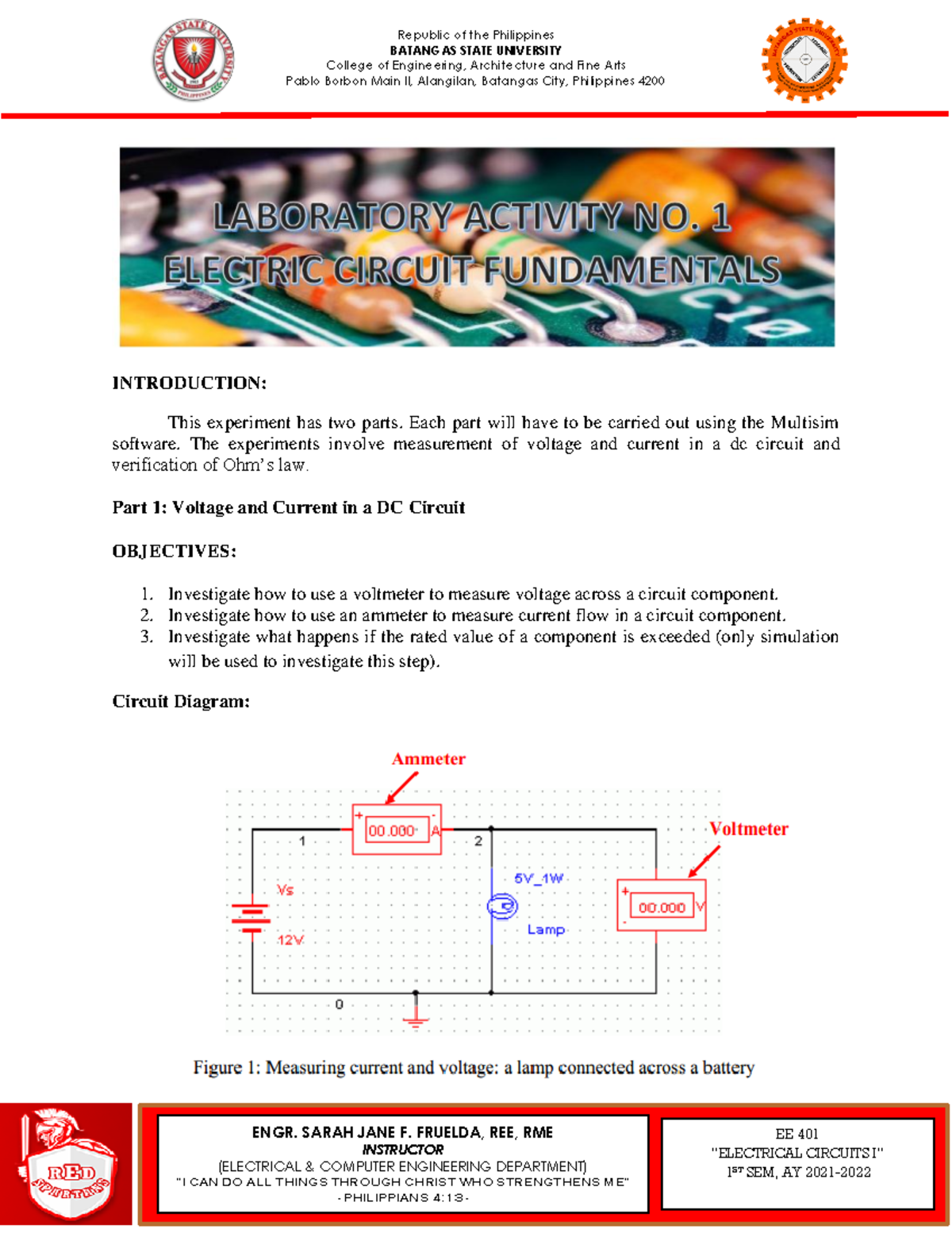 EE 401 Lab 1: Voltage & Current Measurement in DC Circuits - Studocu