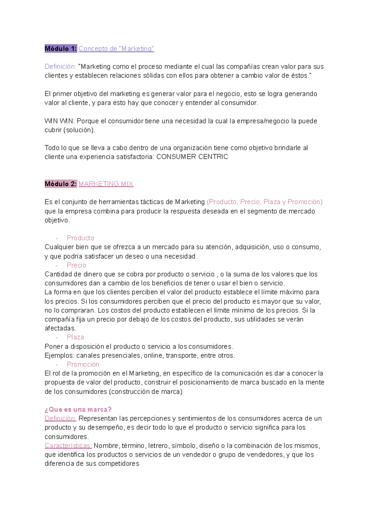 MKT 101 - Resumen de Conceptos Clave en Marketing y Estrategias - Studocu