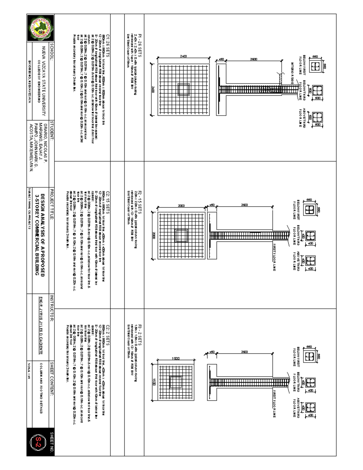 CE PROJECT 2: Column and Footing Details for 3-Storey Building - Studocu