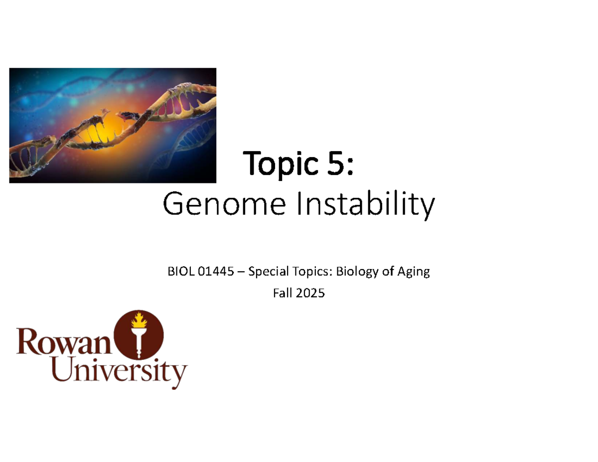 Genome Instability in Aging: Insights from BIOL 01445 - Studocu