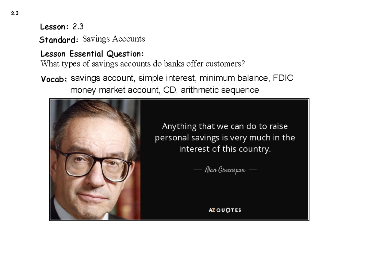 Savings Accounts and Simple Interest: Understanding 2.3 Concepts ...