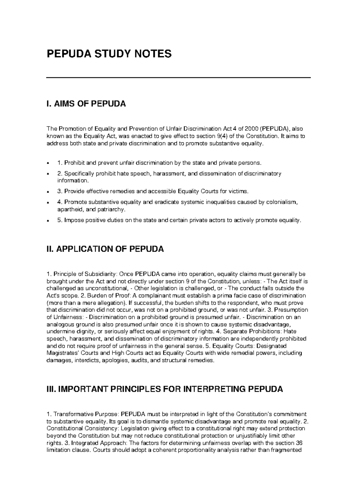 PEPUDA Study Notes: Aims, Applications, and Key Principles - Studocu